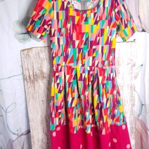 Lularoe amelia dress multi rainbow color scheme
